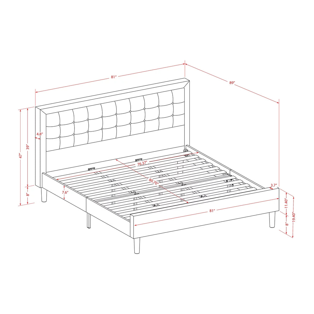King Bedroom Set in Black/Denim Blue T13849