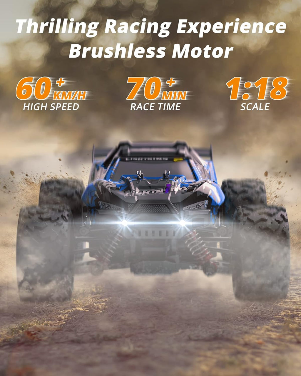 1:18 Scale Brushless 4WD Off-Road Remote Control Car with 2 Rechargeable Batteries N944625