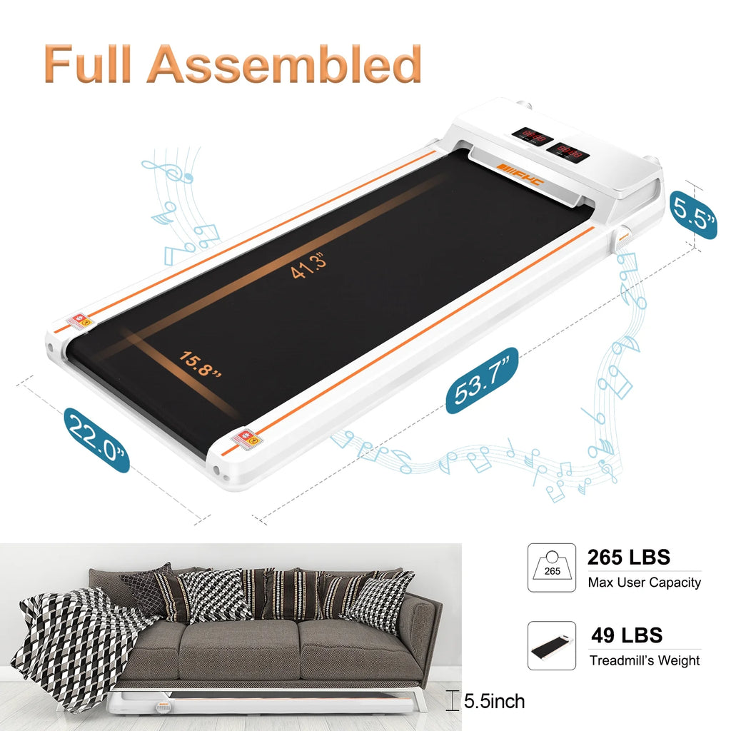 White Slim Under Desk Treadmill C5548