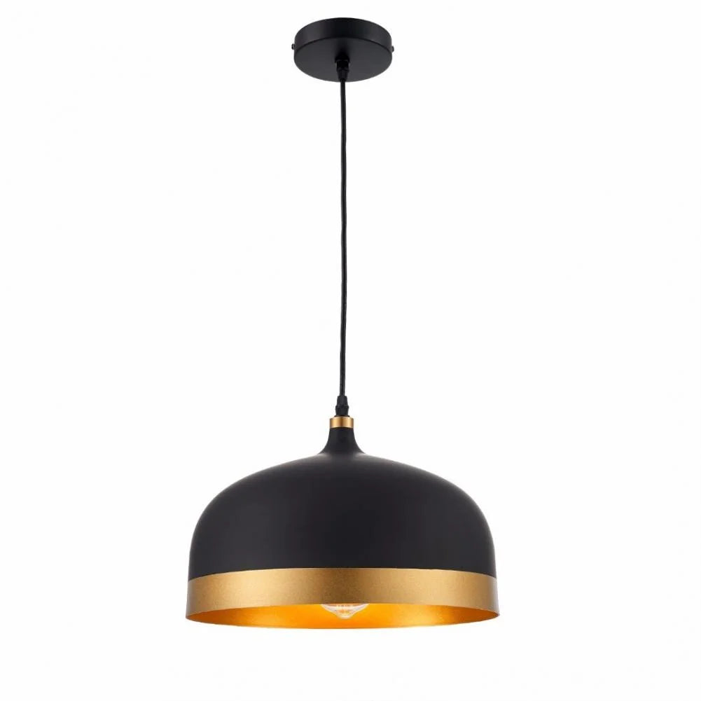 Black and Gold Metal Pendant Light J85783