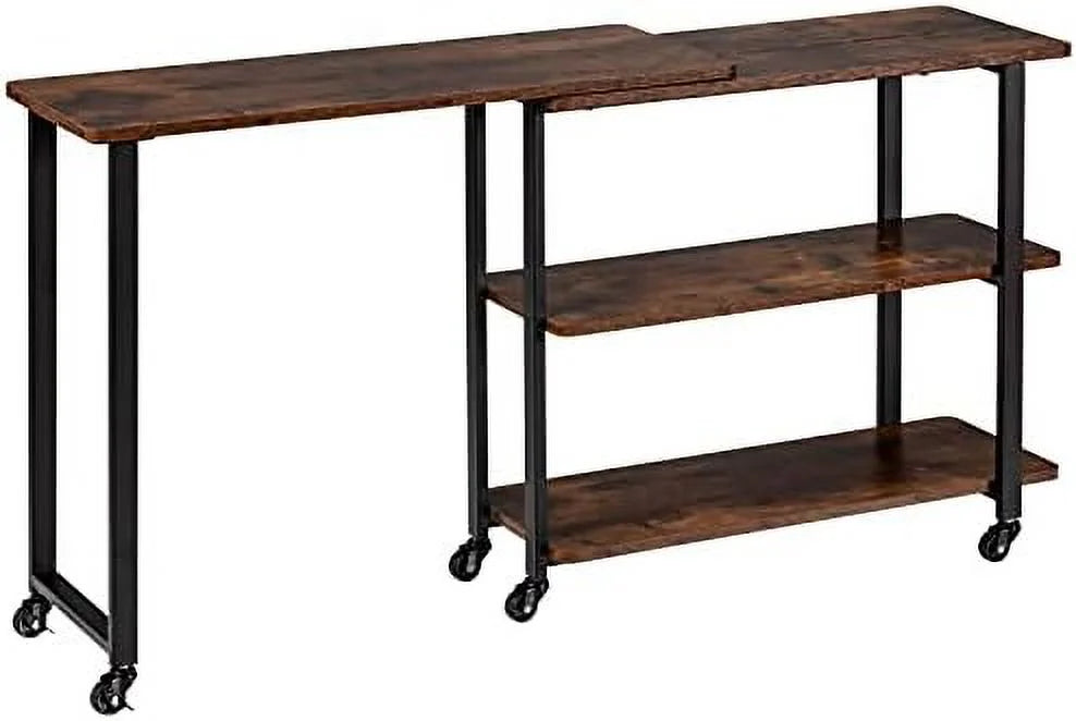 L-Shaped Corner Desk with 2-Tier Mobile End Table M846316