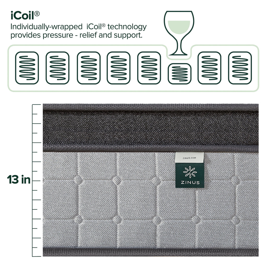 13" Hybrid Cooling Gel Memory Foam Pocket Spring Mattress E63072