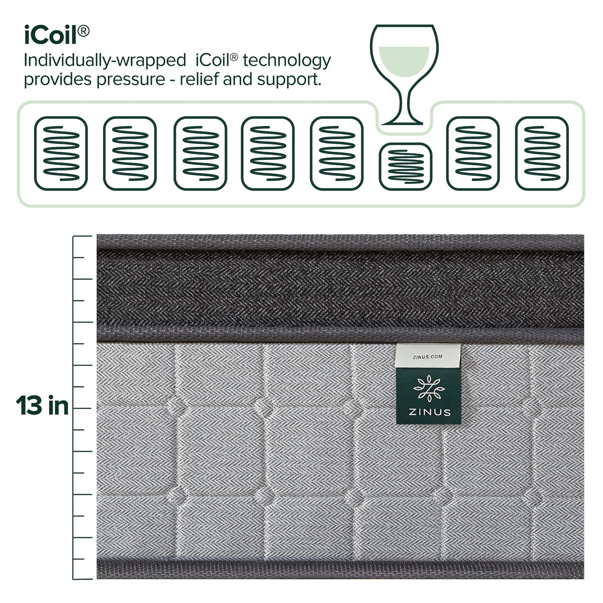 13" Hybrid Cooling Gel Memory Foam Pocket Spring Mattress E63072