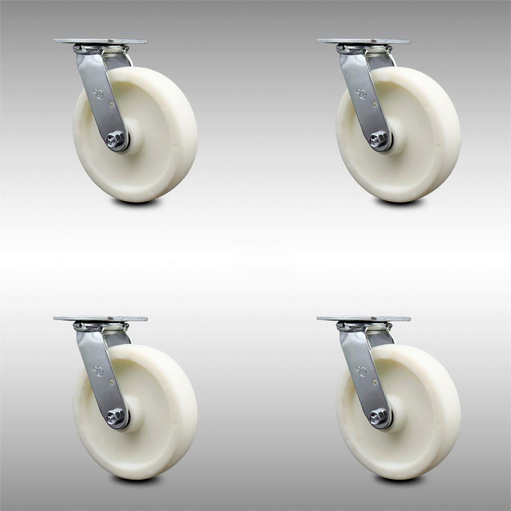 Stainless Steel Swivel Top Plate Caster with 5 x 2 White Wheel F24779