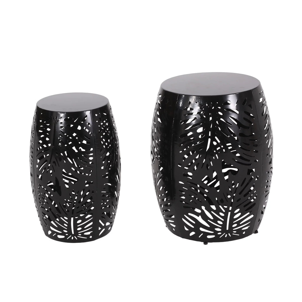 Black Metal Outdoor Side Tables, Set of 2 Z362826