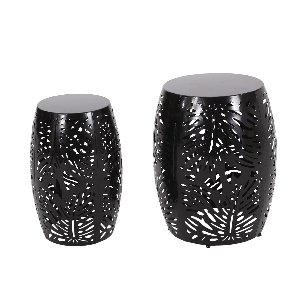 Black Metal Outdoor Side Tables, Set of 2 Z362826