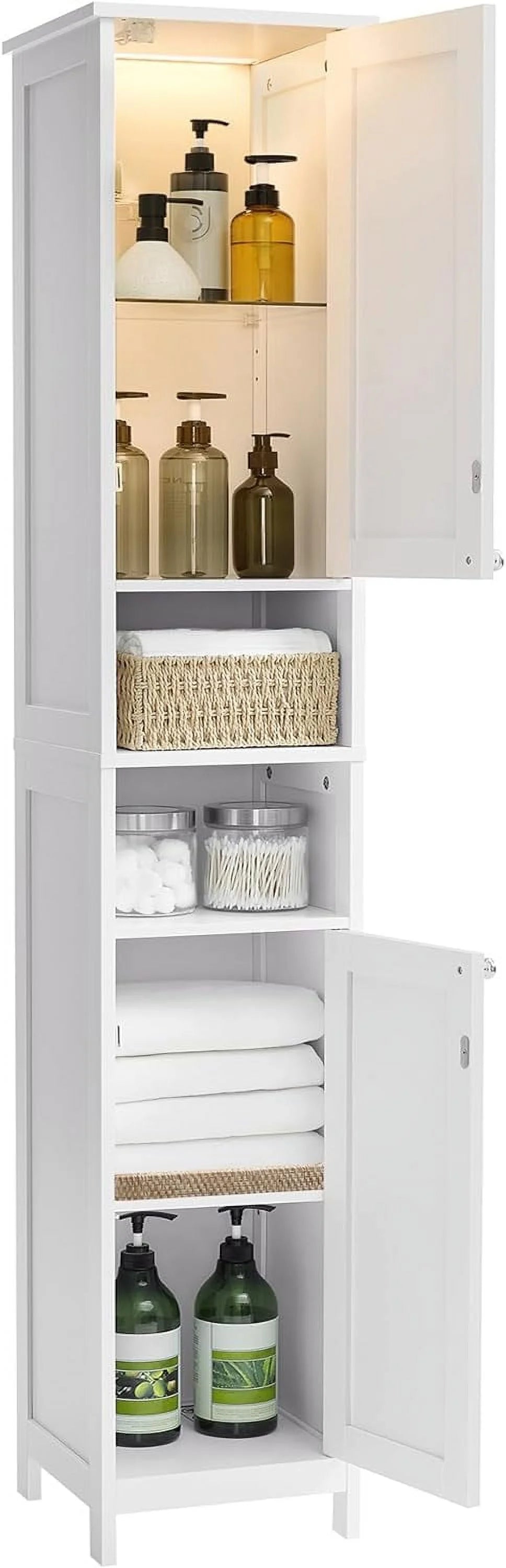 Cloud White Tall Bathroom Storage Cabinet with Adjustable Shelves L718