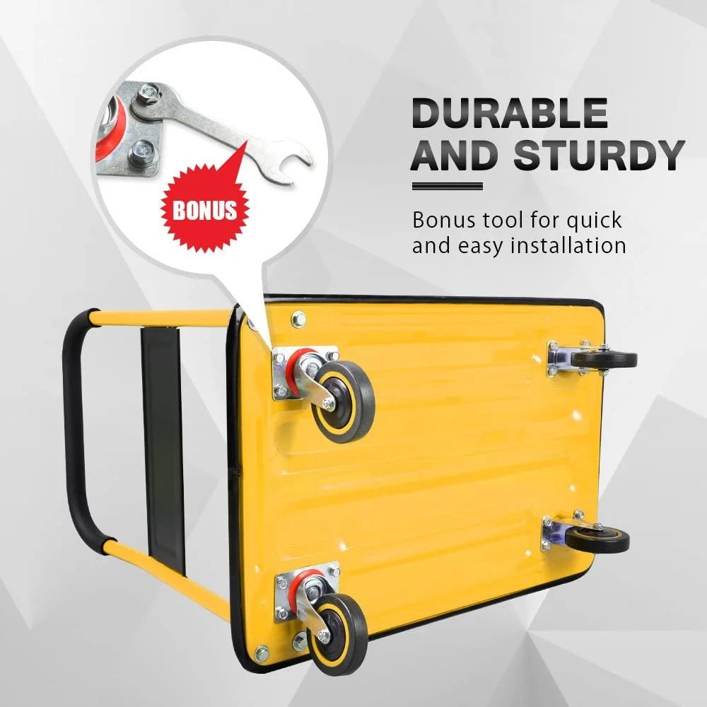 Yellow Foldable Push Cart Dolly with 360 Degree Swivel Wheels K797977