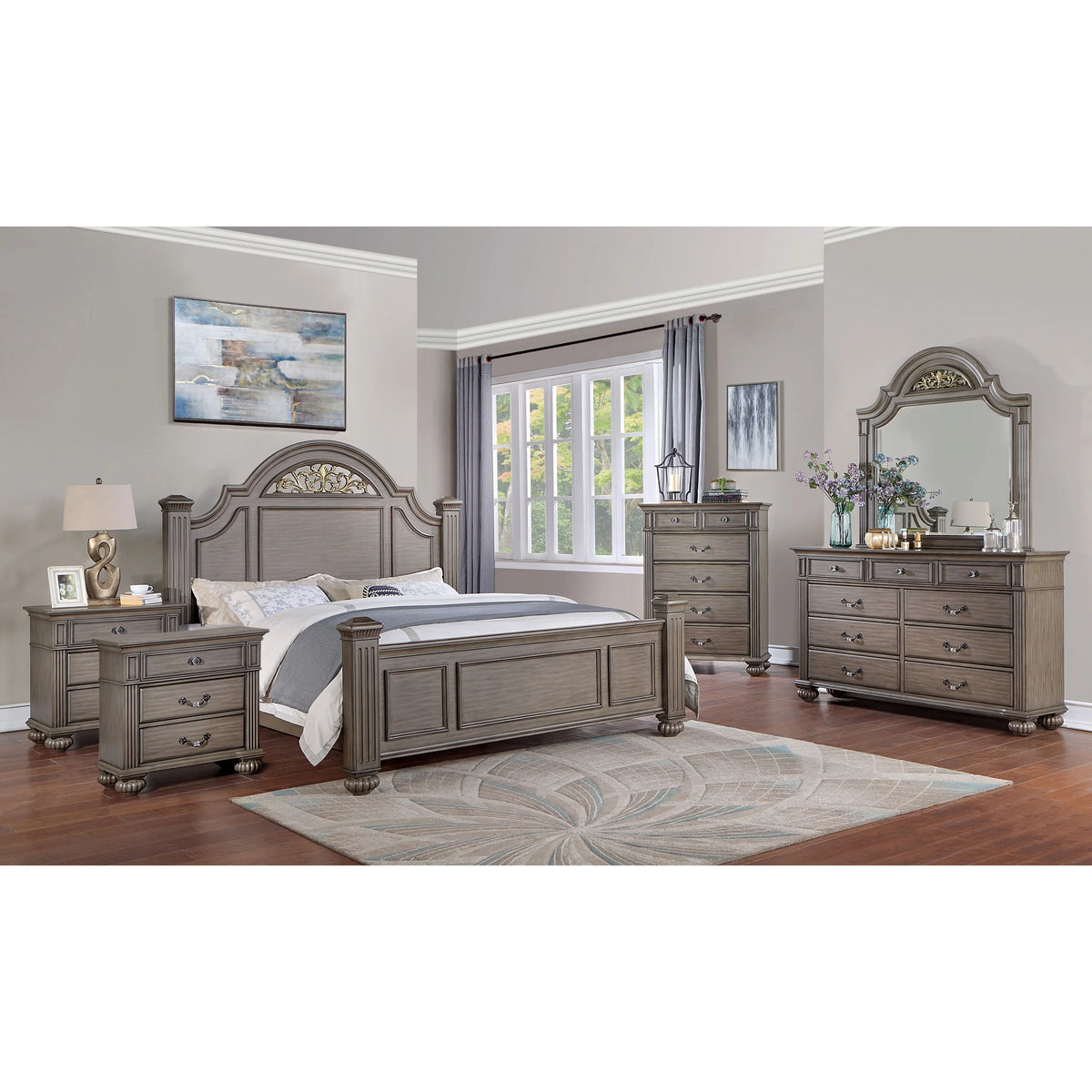 Grey Wood 6-Piece Eastern King Bedroom Set G972