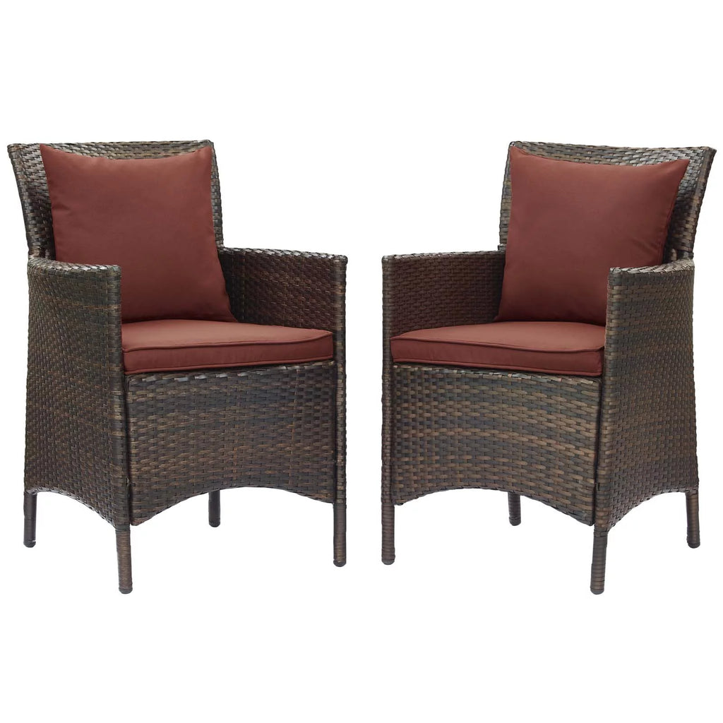 Set of 2 Brown Rattan Wicker Dining Chairs Y14903