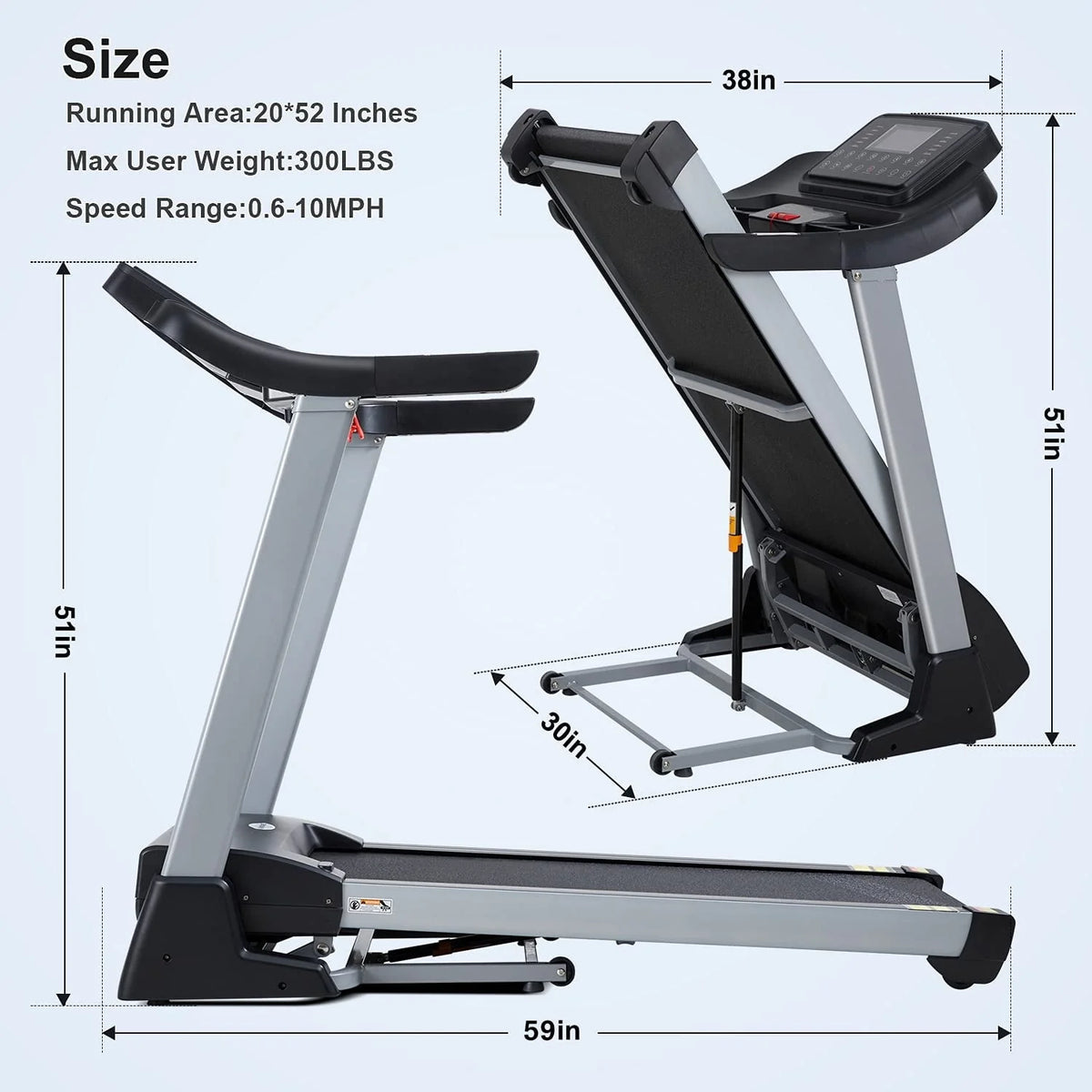 Folding Treadmill with 15% Electric Incline D7426