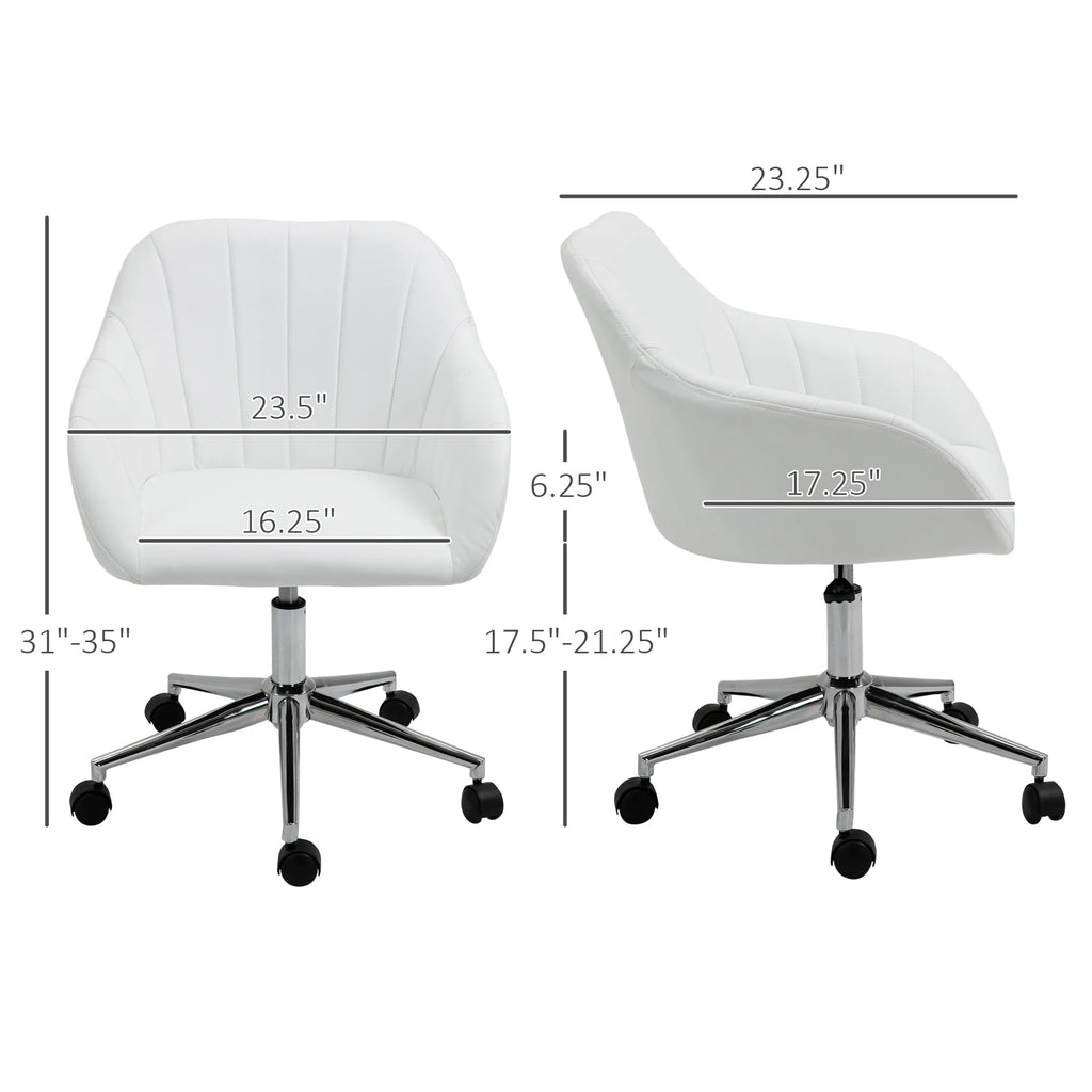 White Steel Task Chair with Swivel and Adjustable Height I5263