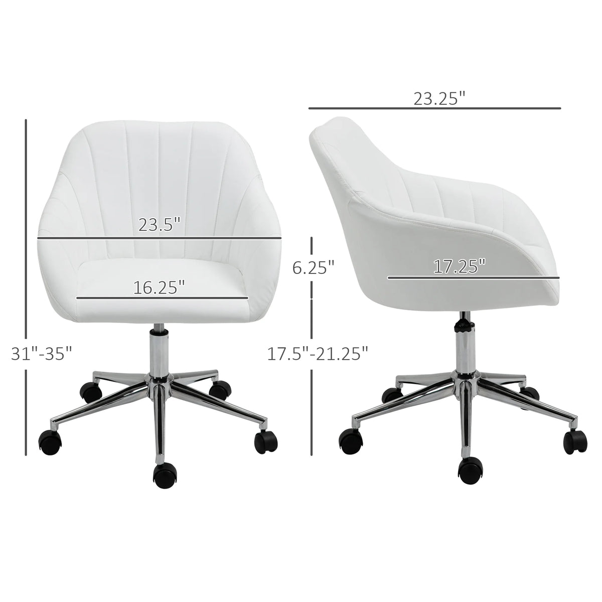 White Steel Task Chair with Swivel and Adjustable Height I5263