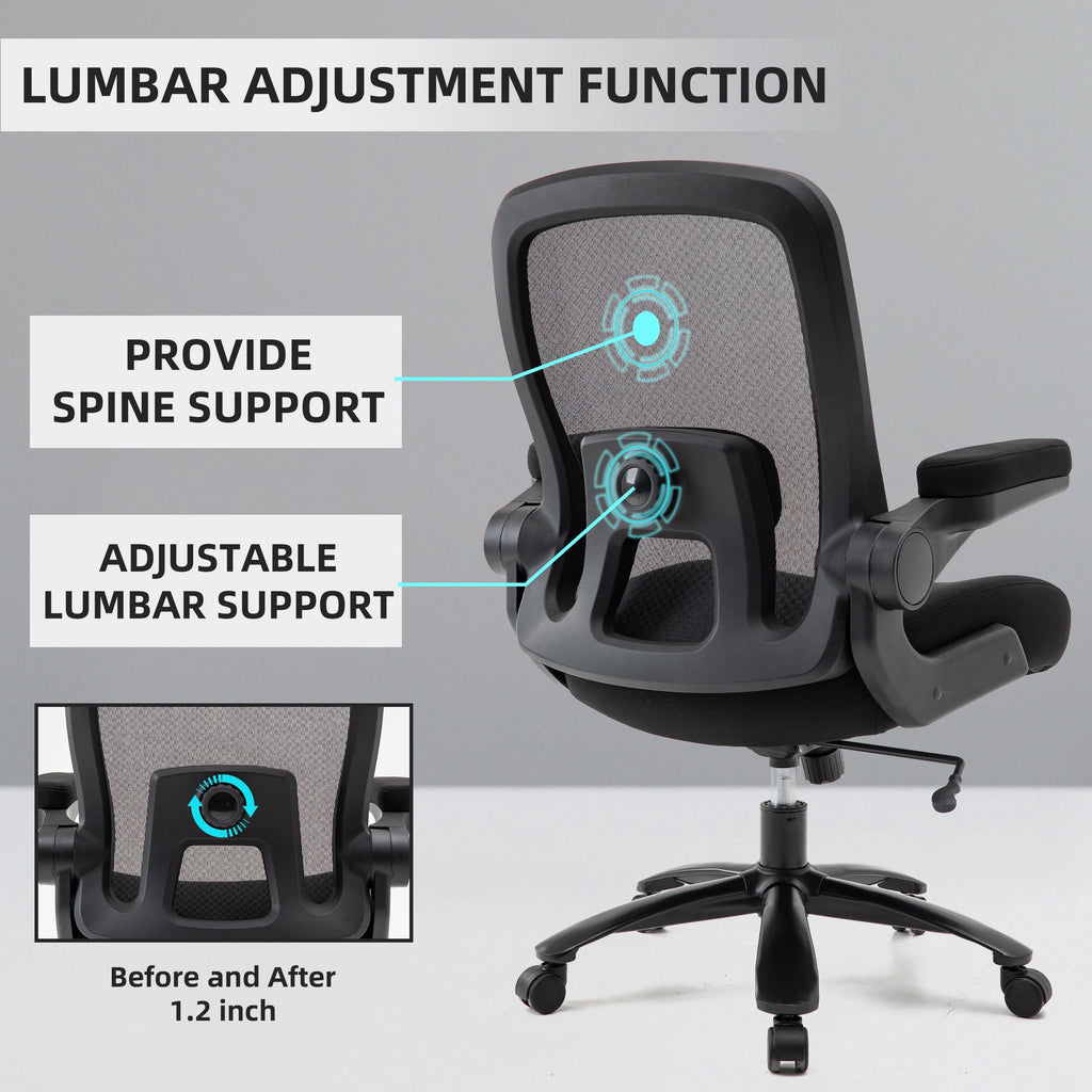 Black Mesh Office Chair with Adjustable Lumbar Support J904744