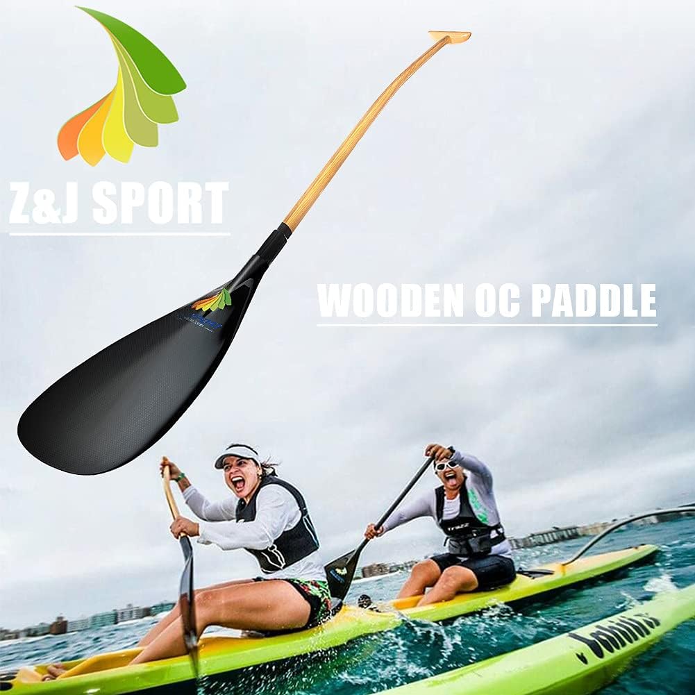 Outrigger Canoe Paddle with Carbon Blade and Wood Bent Shaft N739