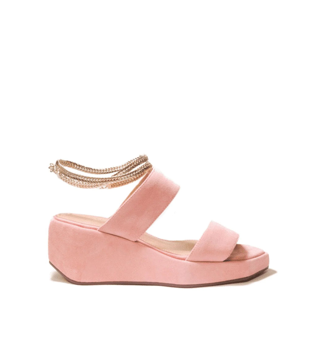 Blush Leather Wedge Platform Sandals X416