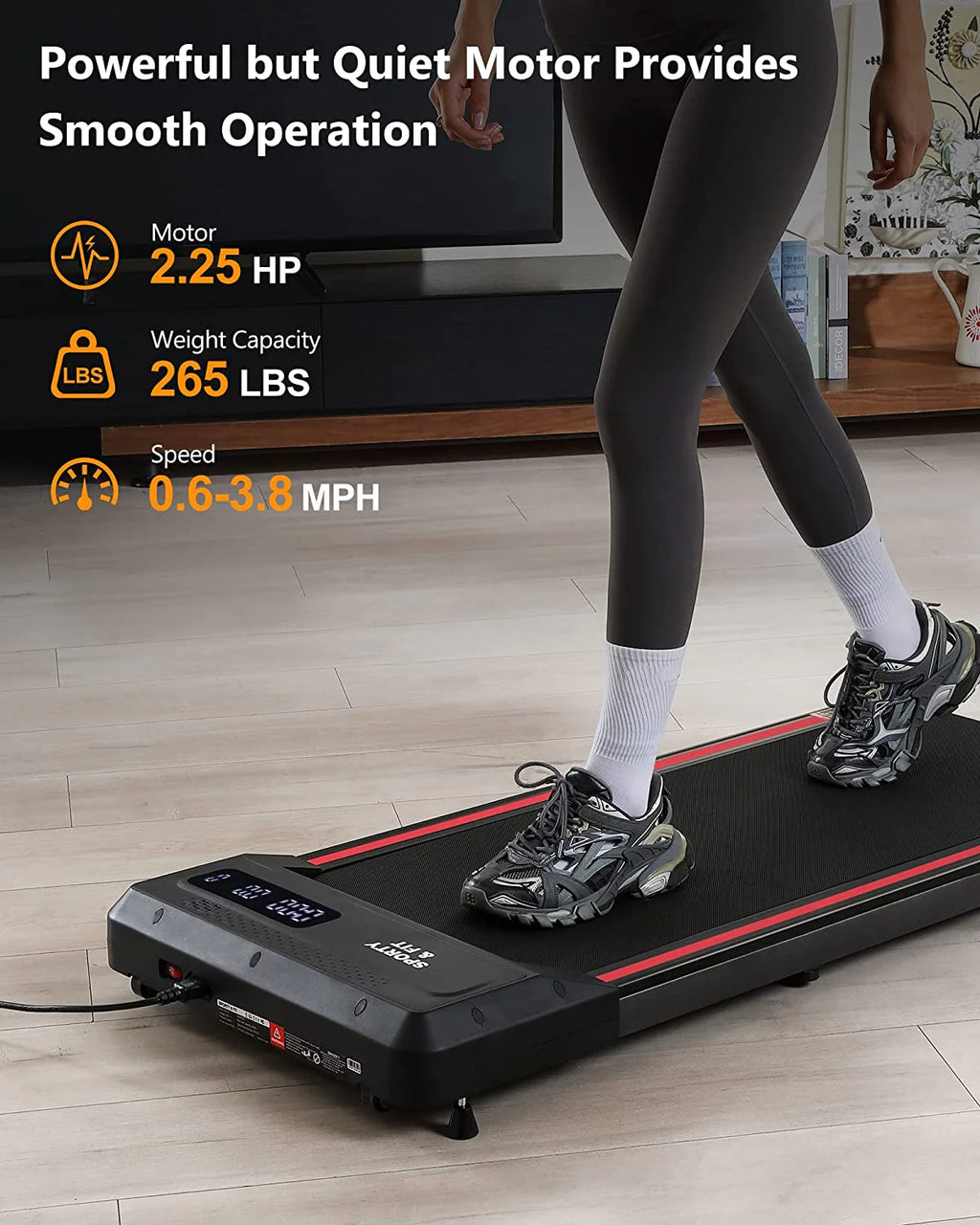 Black Portable Treadmill with Bluetooth Speaker G5003