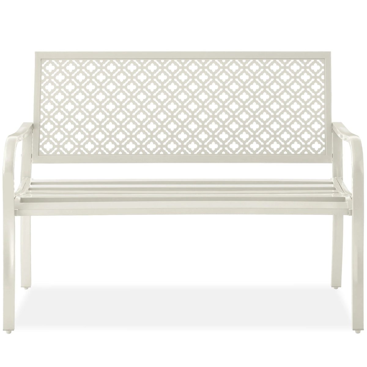 Indoor Outdoor Steel Garden Bench with Geometric Backrest O472