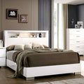 Queen White Wood LED Panel Bed B584