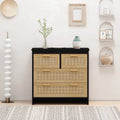 Black 4 Drawers Rattan Cabinet R9237