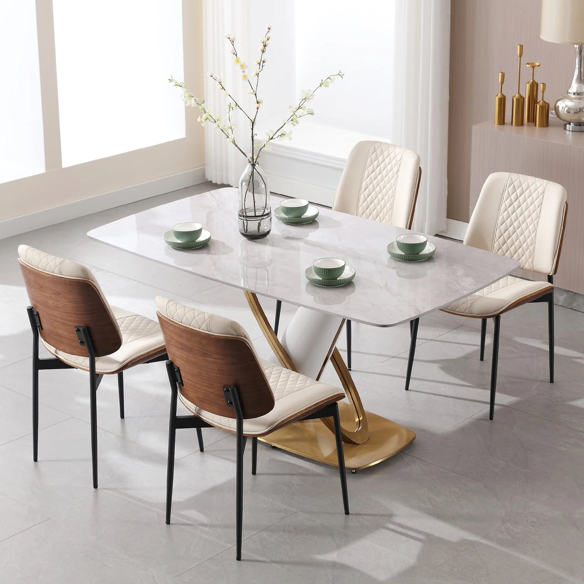 Mid Century Modern Faux Leather Dining Chairs Set of 2 K275224