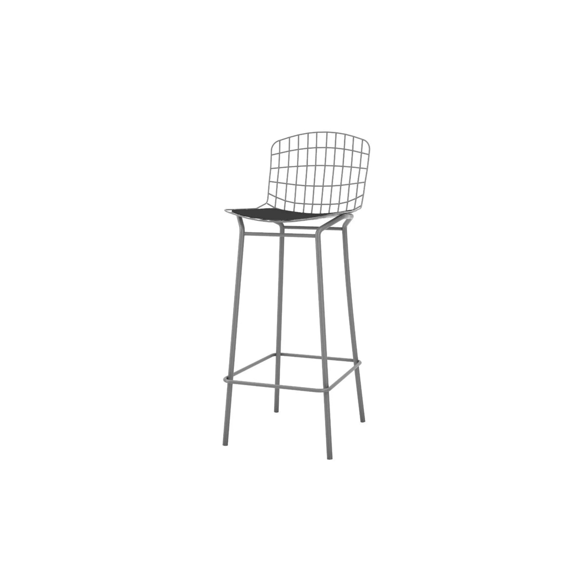 Charcoal Grey and Black Barstool Set of 3 with Seat Cushion K958