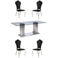 5-Piece Steel Dining Table & 4 Side Chairs in Black O2068