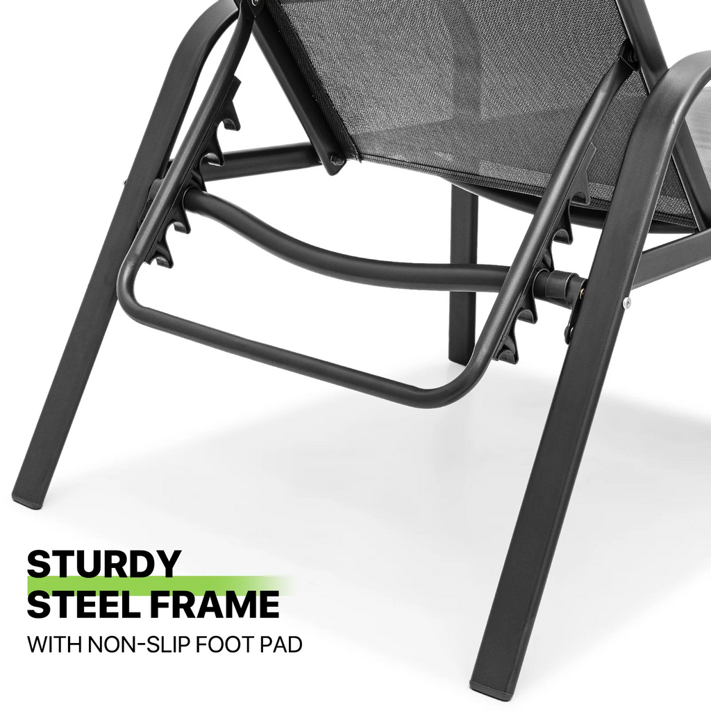 Set of 2 Grey Patio Lounge Chairs with Adjustable Backrest G964