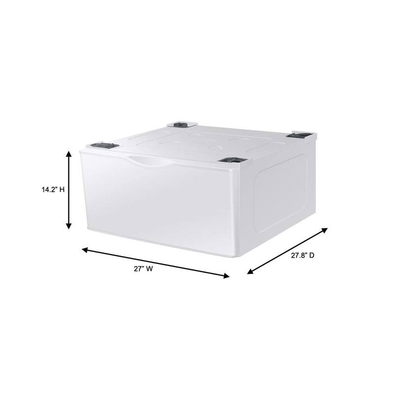 White Laundry Pedestal with Storage Drawer N360