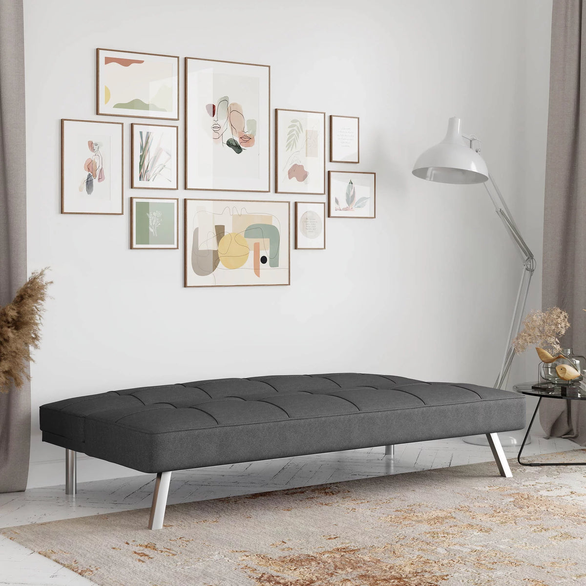 Charcoal Gray Fabric Futon E554601