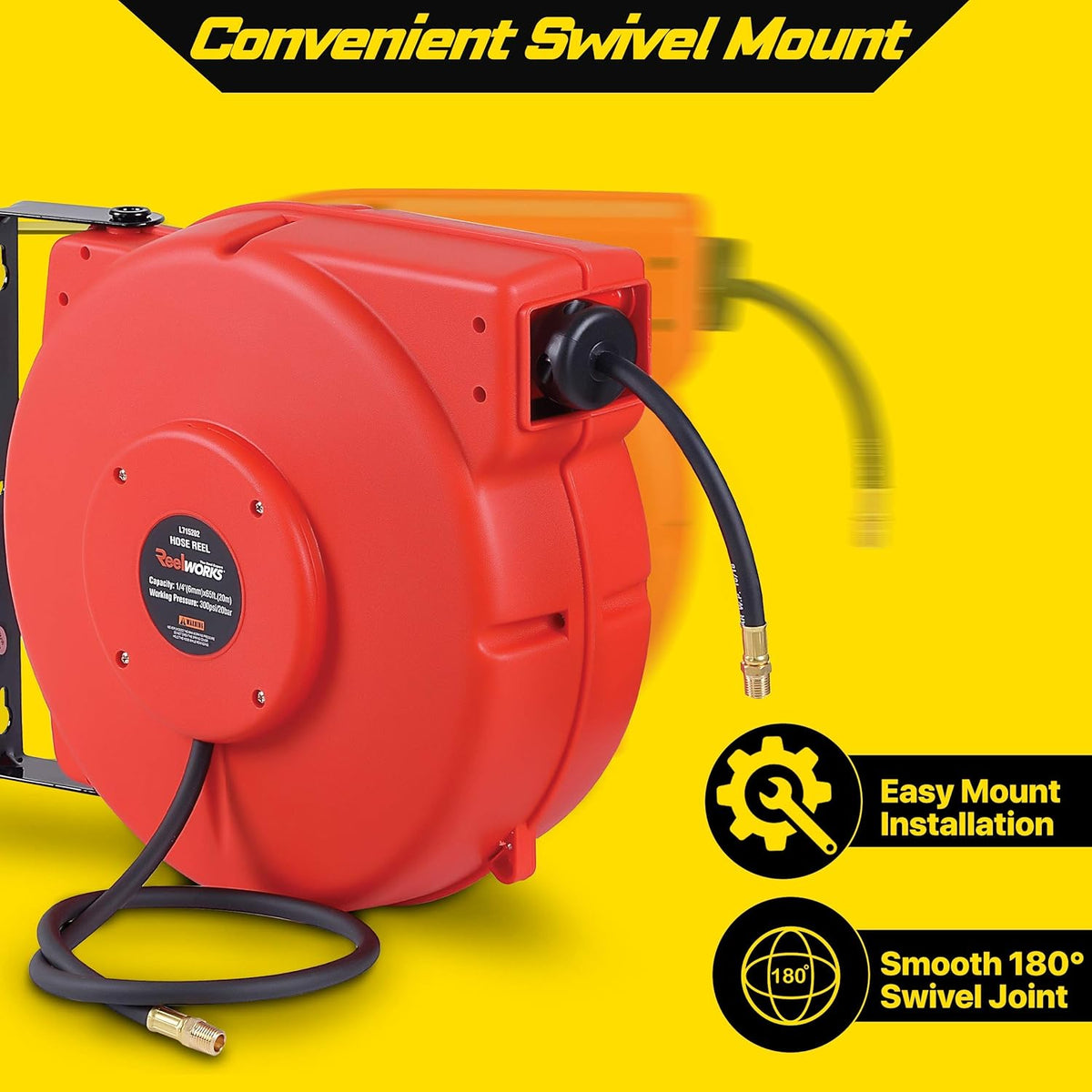 1/4 Inch x 65' Retractable Air Hose Reel G7341