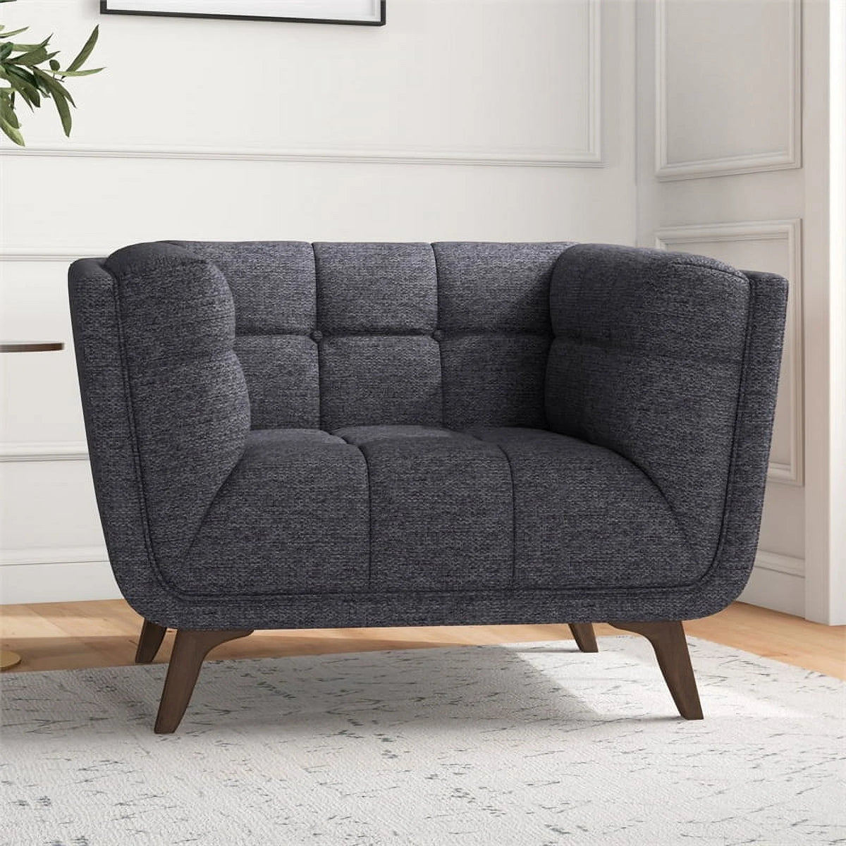 Mid Century Modern Fabric Accent Chair in Gray H77922