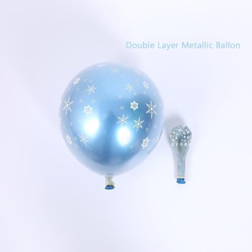 Blue Snowflake Balloon Garland Arch Kit with Silver Blue White Latex Balloons L6811