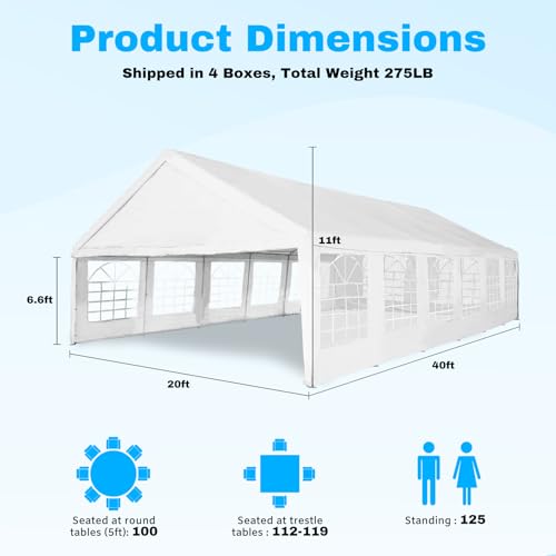 20x40Ft Heavy Duty Outdoor Canopy Tent with Storage Bags S383
