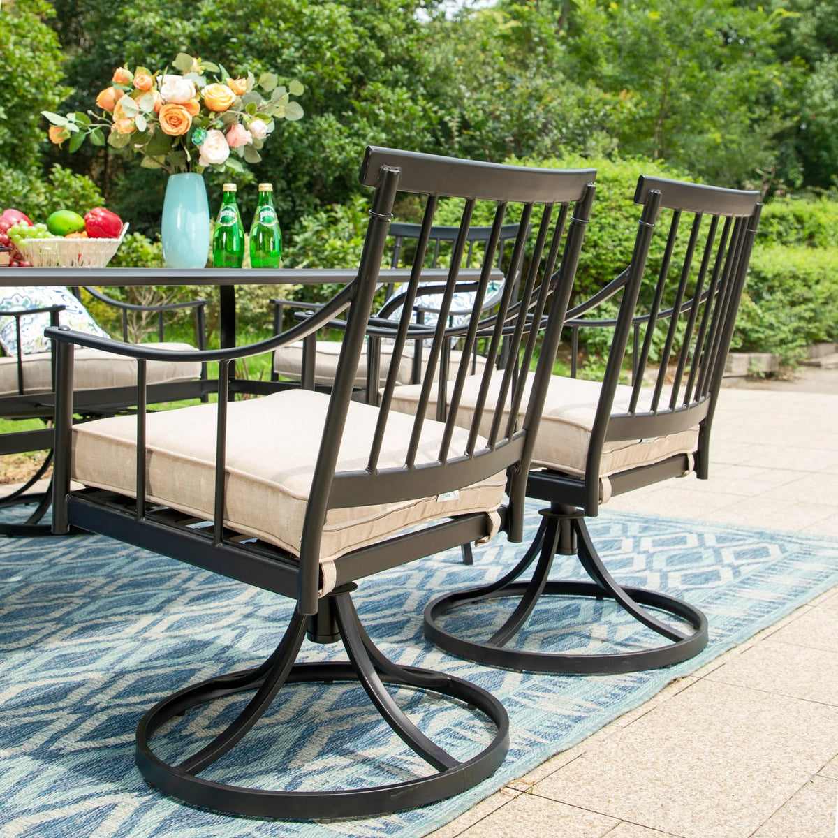 7-Piece Outdoor Dining Set with Cushioned Swivel Chairs M3663