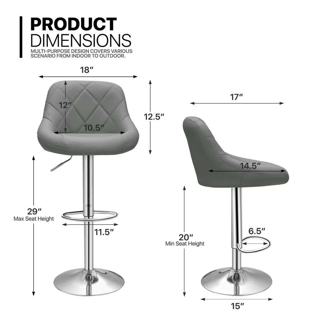Set of 4 Grey Faux Leather Swivel Bar Stools U830