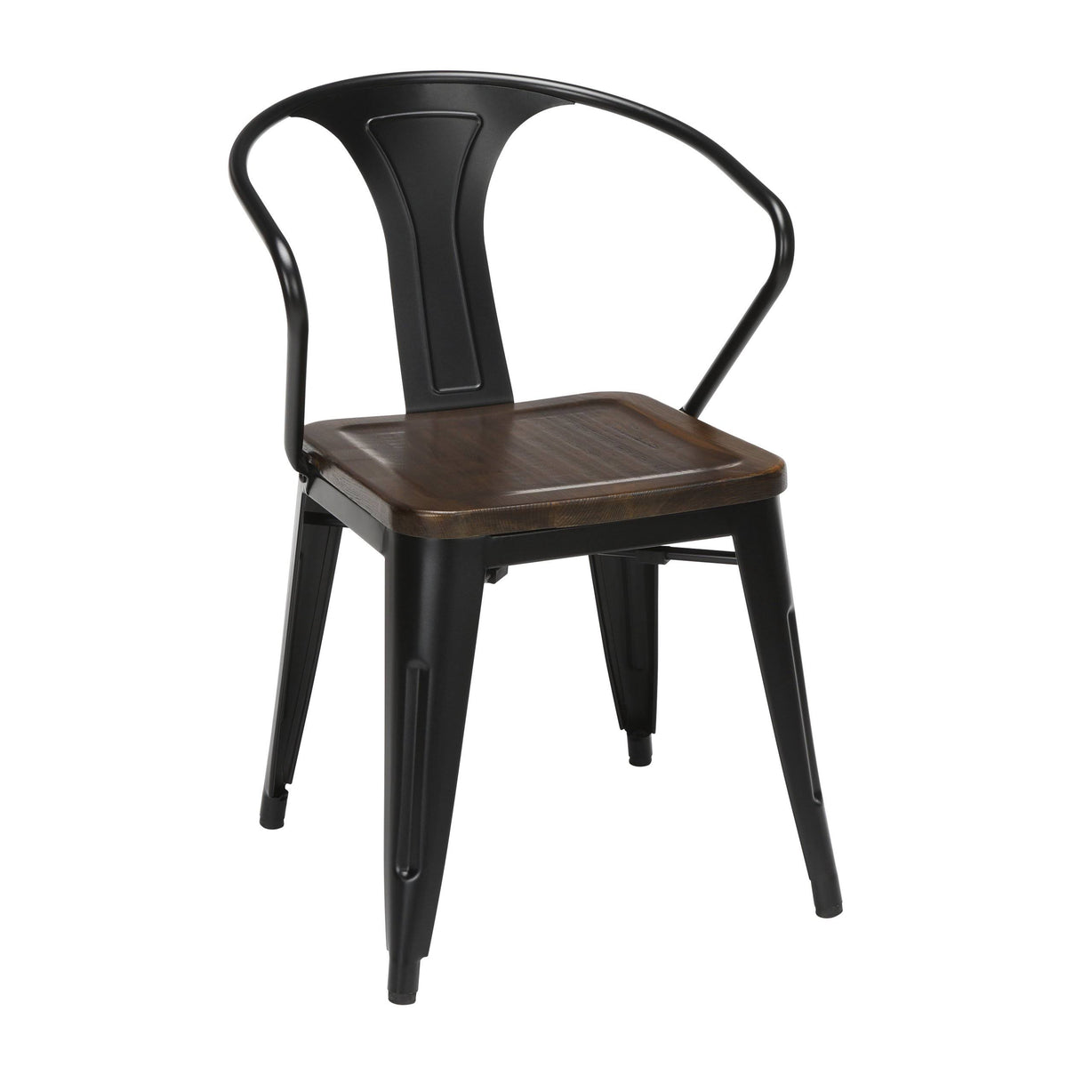 Black Walnut Metal Dining Chairs with Arms R3305