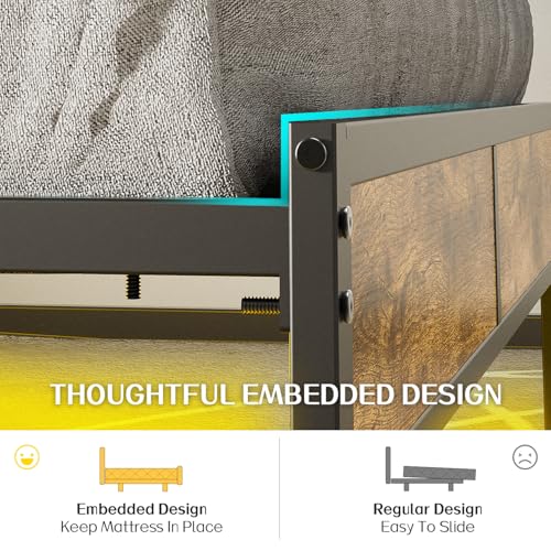 Full Bed Frame with Storage Charging Station Headboard P669971