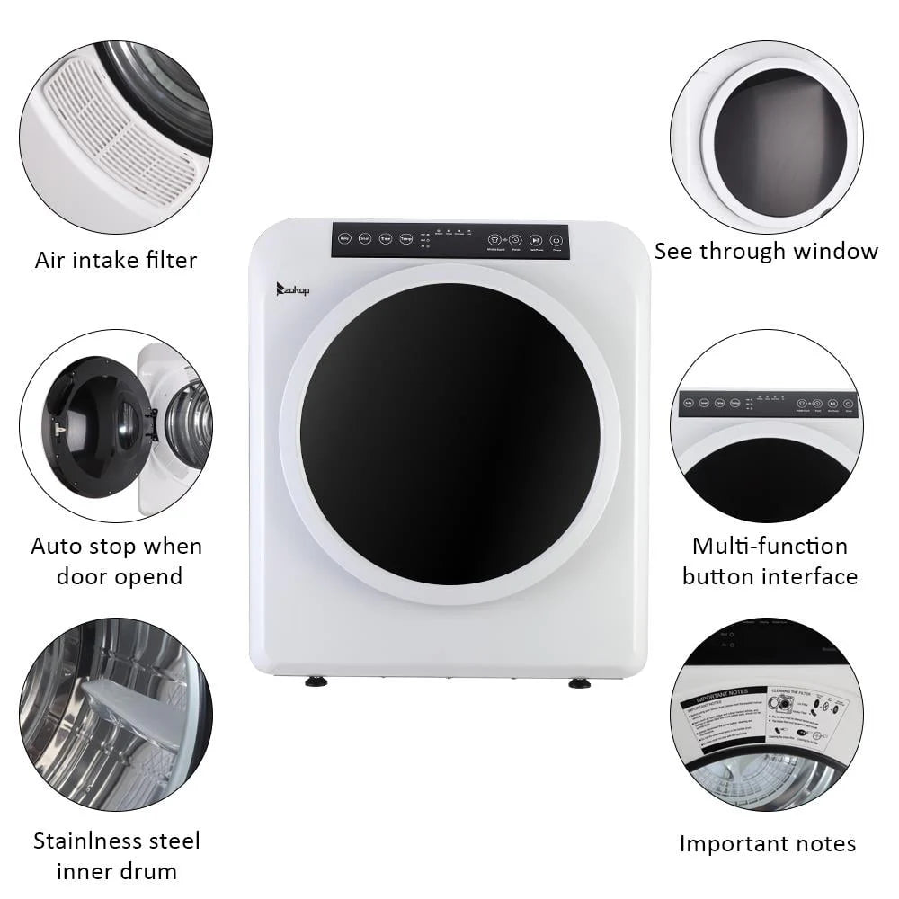 White 13lbs Electric Compact Tumble Dryer Z3390