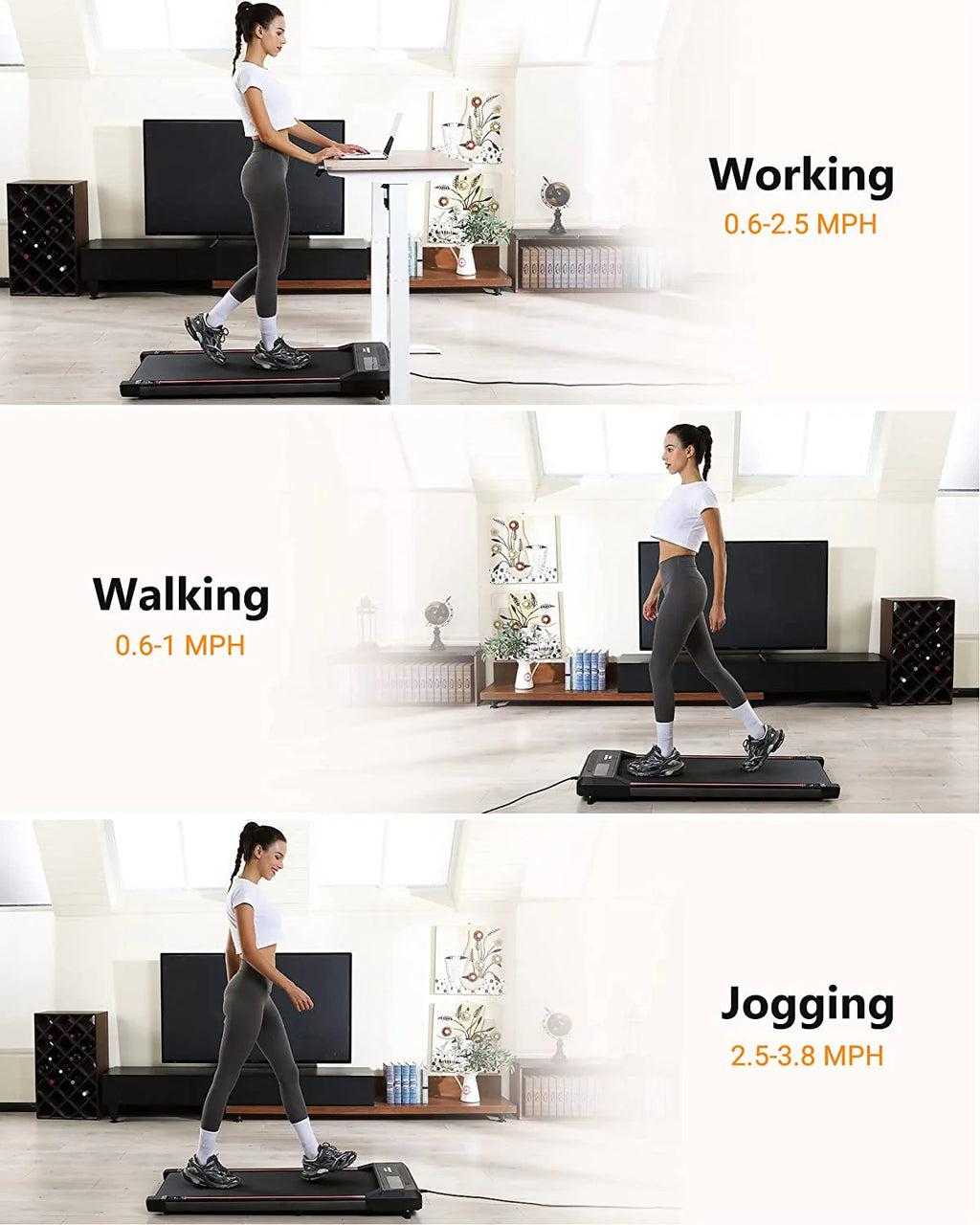Black Portable Treadmill with Bluetooth Speaker G5003