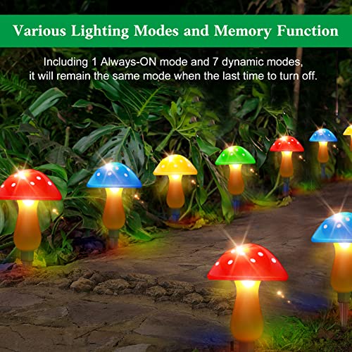 Solar Powered Mushroom Stake Lights with 8 Lights and 8 Modes O183519