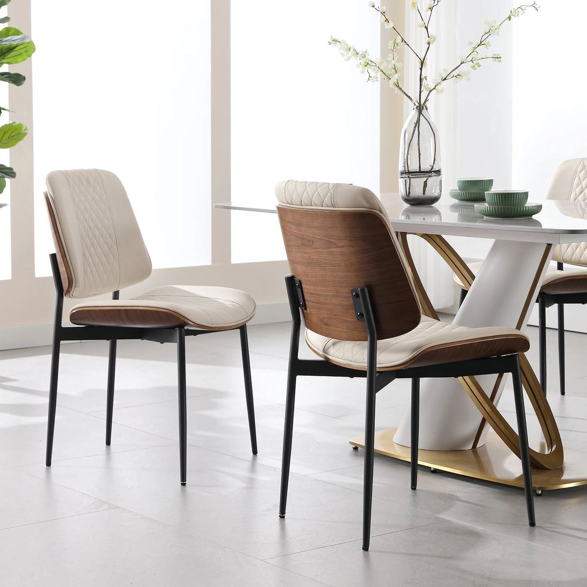 Mid Century Modern Faux Leather Dining Chairs Set of 2 K275224