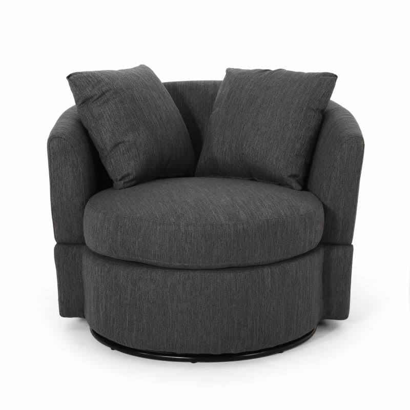 Charcoal and Black Upholstered Swivel Club Chair T679241