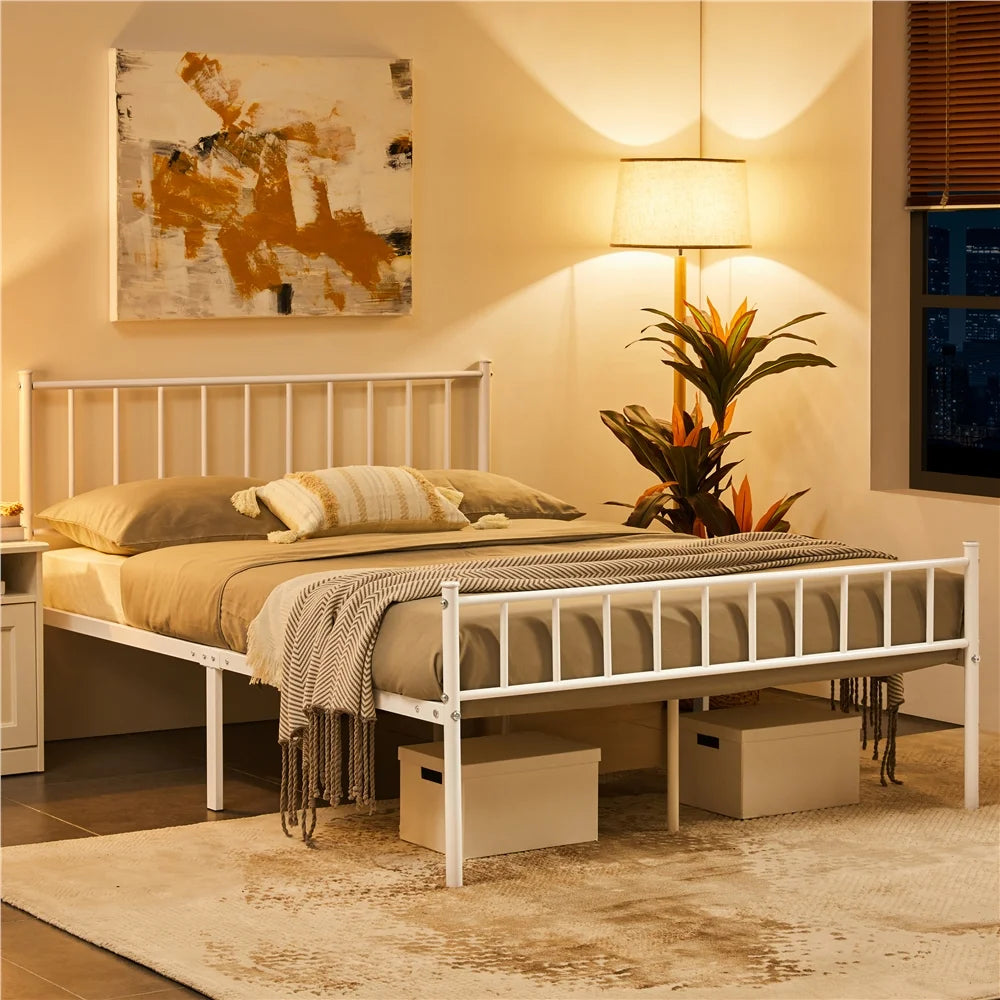 Queen Metal Bed Frame with Spindle Headboard and Footboard P164618