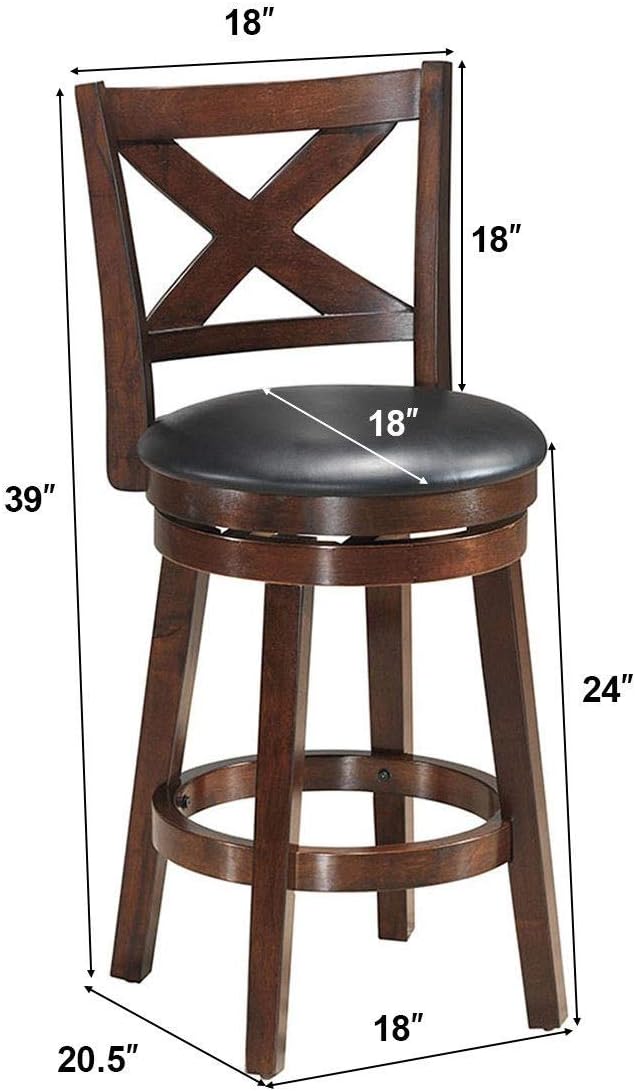 29 Inch Cappuccino Swivel Barstool Set of 2 I6481