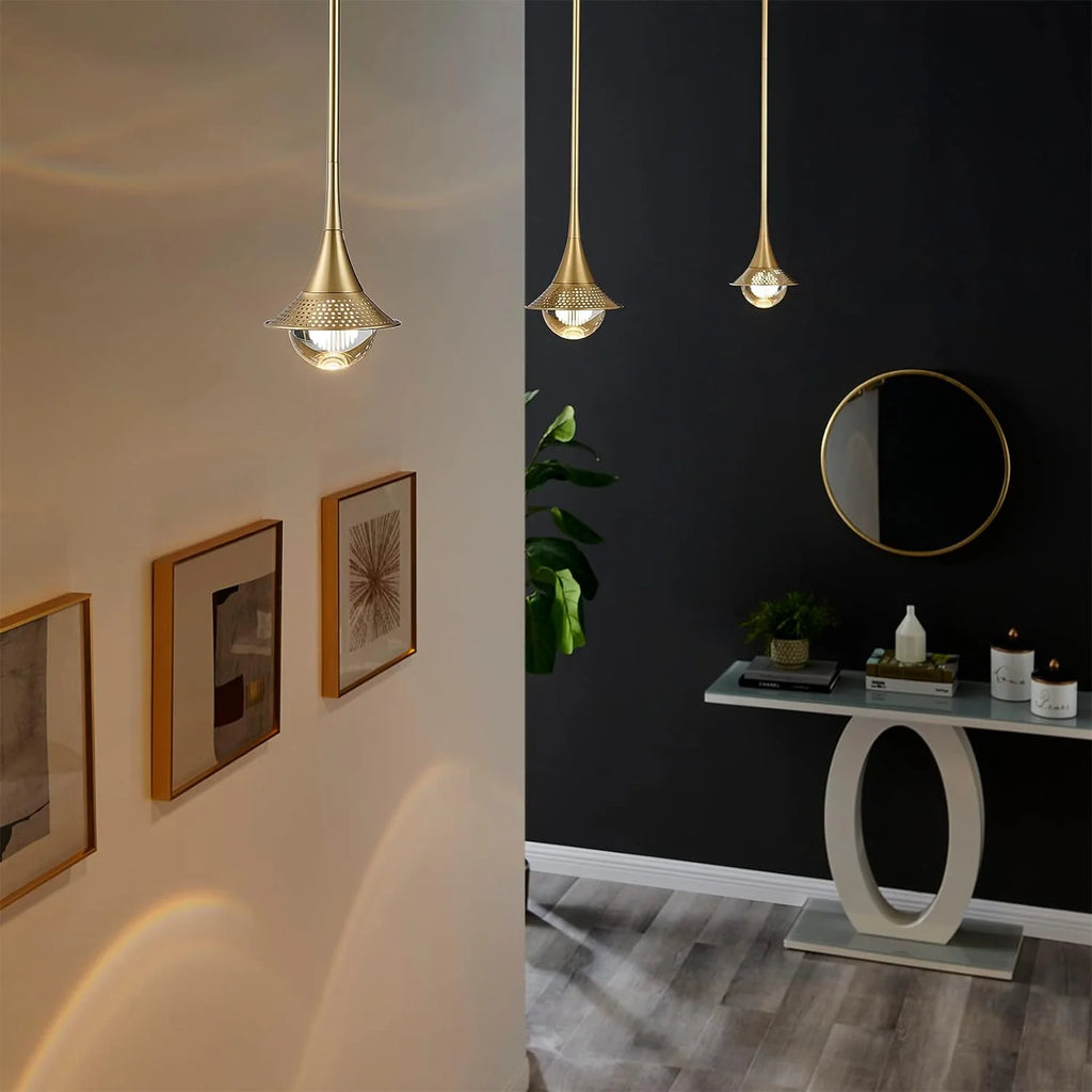 Gold Crystal Pendant Lights with Shade R53352