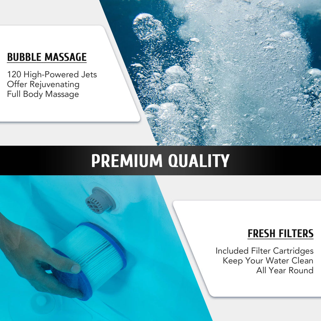 4 Person 6ft Inflatable Hot Tub Pool with Massage Jets D54795