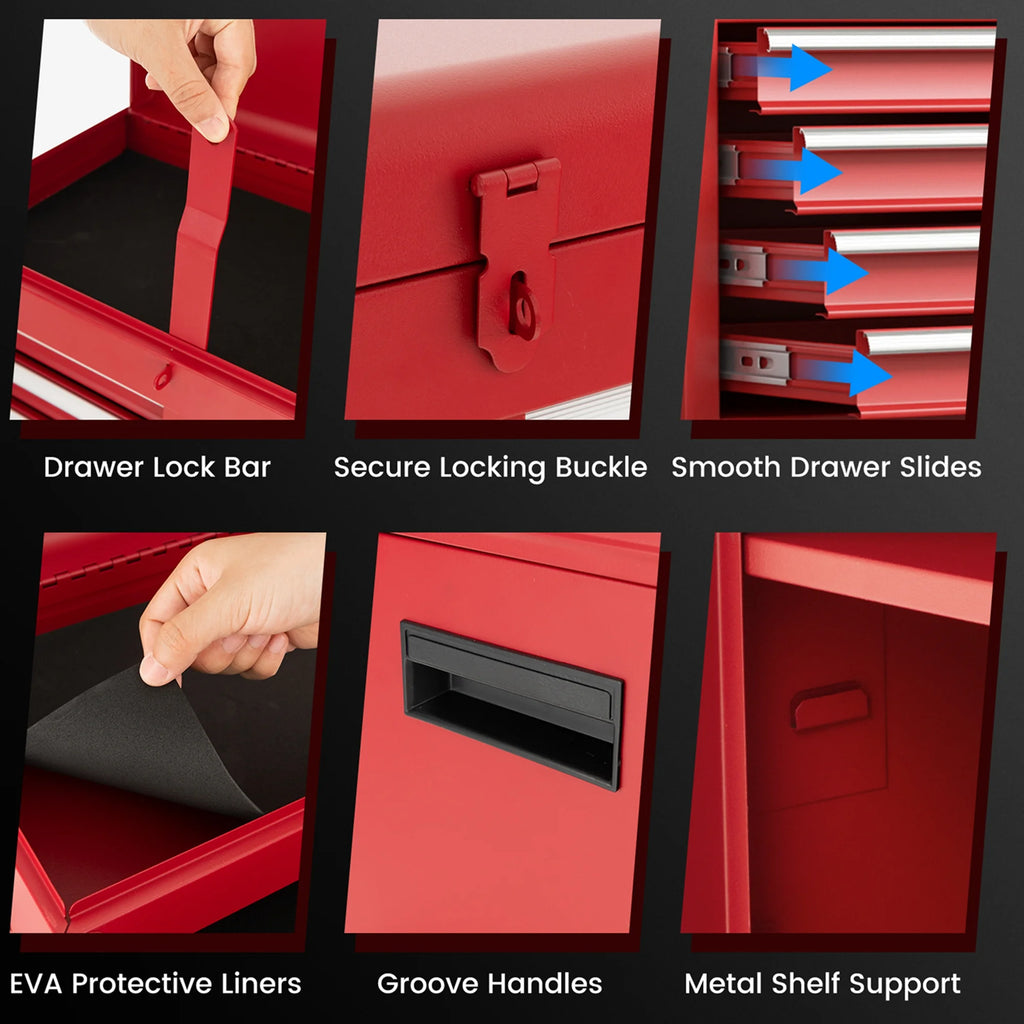 Red 5 Drawer Metal Rolling Tool Chest Cabinet D978050