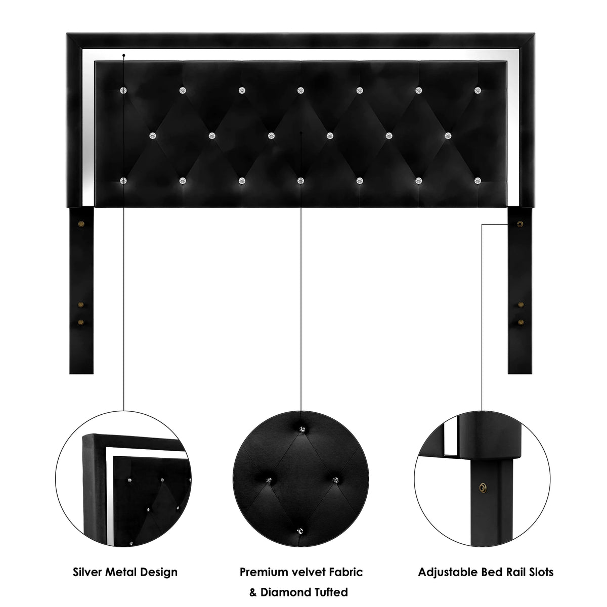 Queen Size Upholstered Platform Bed with Adjustable Headboard F104622