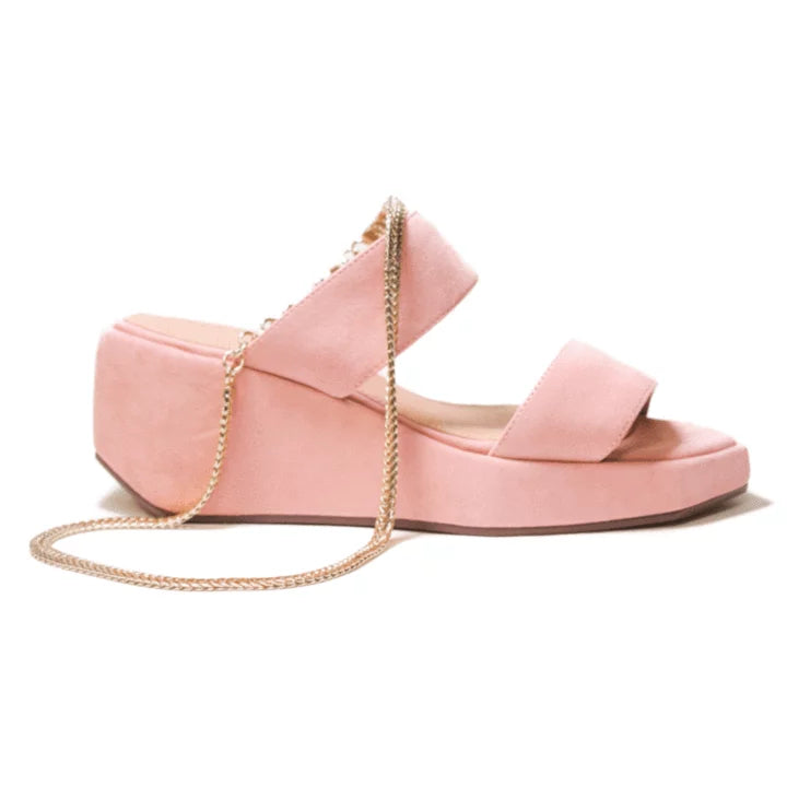 Blush Leather Wedge Platform Sandals X416
